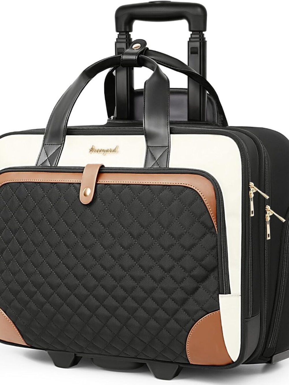Rolling Laptop Bag, Rolling Briefcase for Women with Waterproof Pocket, 16 Inch